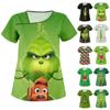 Women's Casual Christmas Cartoon Printed Short Sleeve Workwear With Double Pockets Top