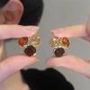 High-end Brown Crystal Earrings for Women Fashion Luxurious Personalized Daily Accessories Prom Jewelry Anniversary Gifts