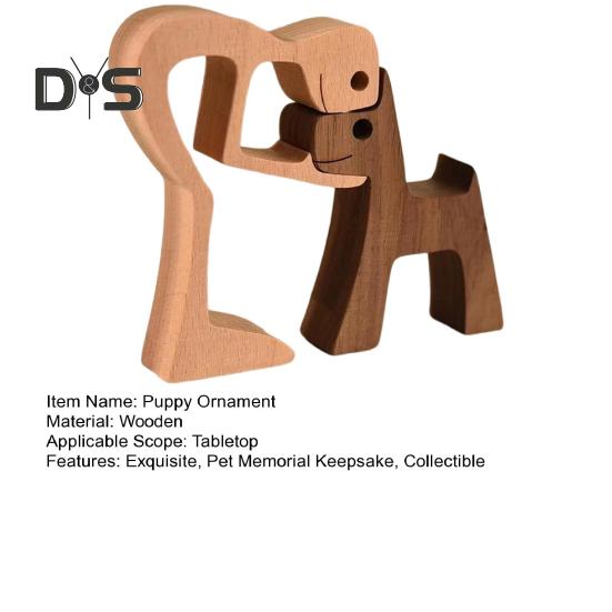 Собака деревянная скульптура питомец памятный подарок собака и мужчина женщина статуэтка домашний декор щенок семья фигурка подарки для любителей собак