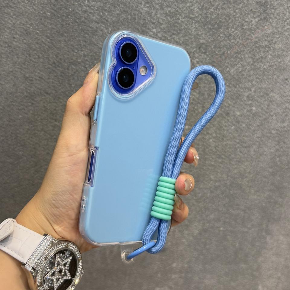 Силиконовый чехол для телефона с ремешком на запястье для iPhone 16 15 14 13 12 11 Pro Max Plus Милый прозрачный защитный чехол со шнурком Противоударная крышка
