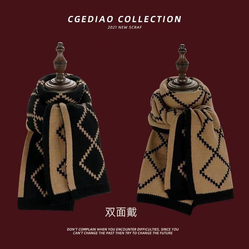 Knitted Scarf Christmas Deer New Scarf Female Winter Korean Versatile Cute Elk Red Student Warm and Windproof