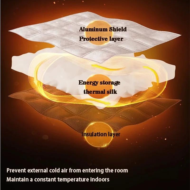2025 Окно Ветрозащитная, Теплая Штора, Холодная Двойная Толстая Блэкаут Штора, Звукоизоляционное Хлопковое Окно,черный Цельный Кусок,можно Настроить
