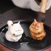 Фиолетовая Глина Кошки Чайный Питомец Друзья Подарок Котёнок Статуэтка для Офисного Стола Чайной Комнаты