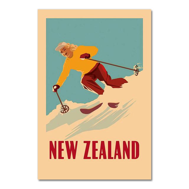 Ski in Australia New Zealand Canvas Painting Vintage Wall Kraft Posters Coated Wall Stickers Home Decoration Pictures Gift No Frame