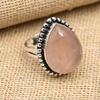 Rose Quartz Gemstone Handmade 925 Sterling Silver Ring Jewelry For Thanksgiving
