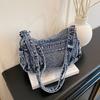 Retro denim bag women's new fashion commuter tote bag casual simple large capacity one-shoulder crossbody bag trend