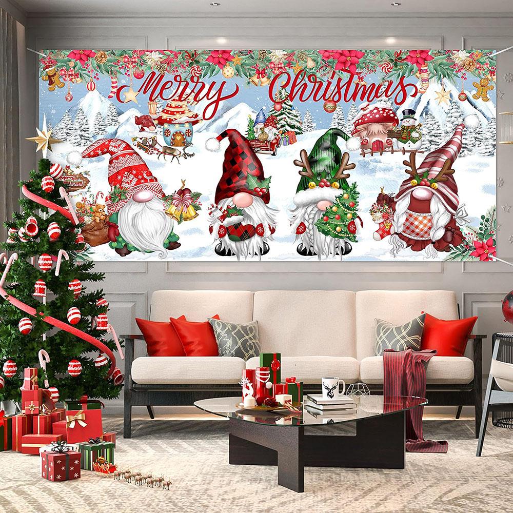 Christmas Gnome Garage Door Banner Decoration Large Garage Cover 16ft X 7ft