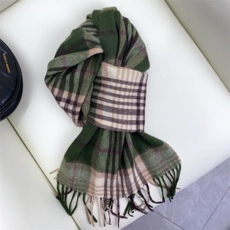 100% Wool Plaid Scarf for Women and Men - Warm, Stylish Gift for Winter