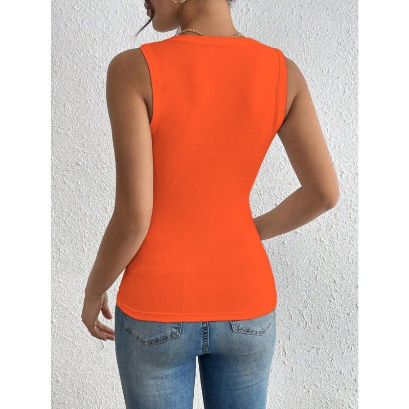 Women European Style 3d Flower Decoration Solid Sleeveless Crop Tank Top