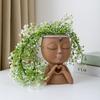 Succulent Planter Little Girl Closed Eyes with Heart Gesture Drainage Hole Face Nordic Sculpture Flower Pot Greenery Accessories
