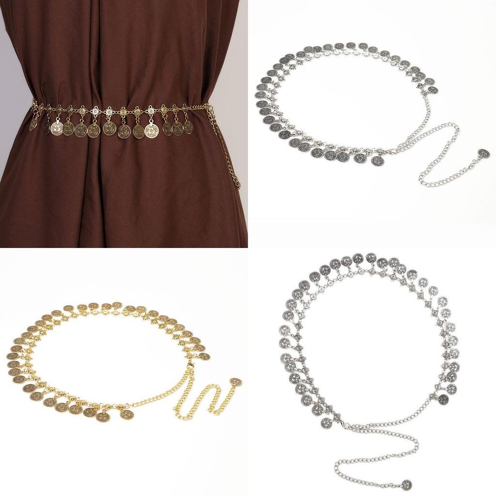 Стильный металлический пояс на талию с подвеской-монетой и застежкой-крючком для женской моды