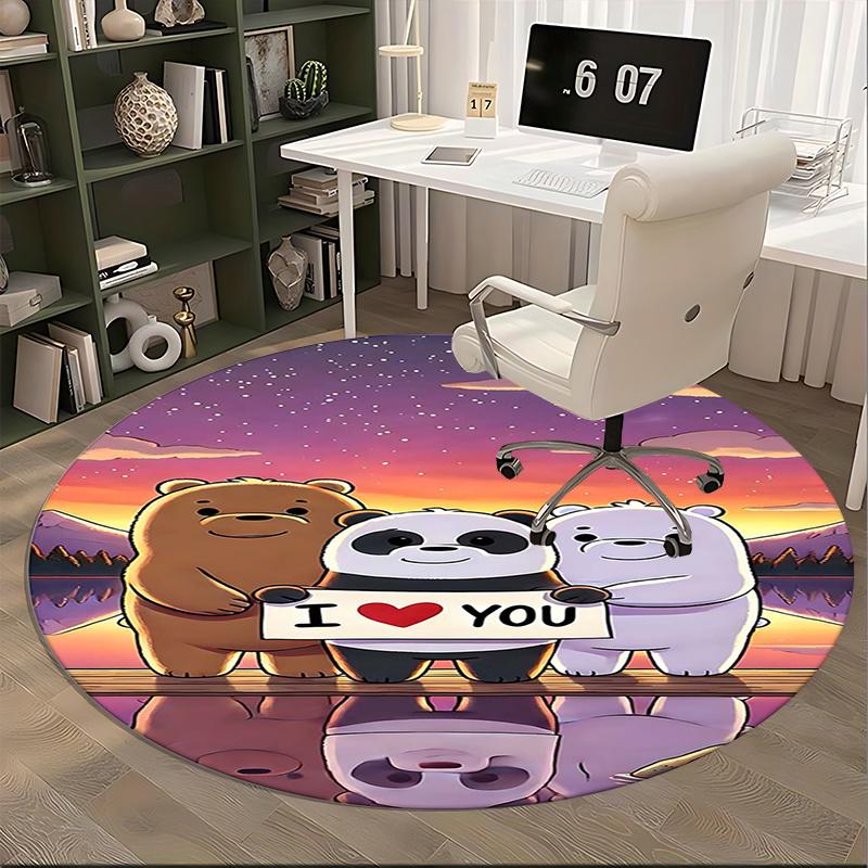I Love You Sign,Cute Bear Trio Chair mat Round Rug Office carpet, Non slip, Suitable for Living Rooms, Bedrooms,Decor1205807a