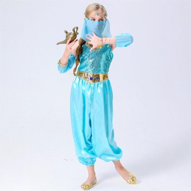 Halloween One Thousand and One Nights Search Banner Princess Jasmine Kids Jasmine Blue Suit Cosplay Suit