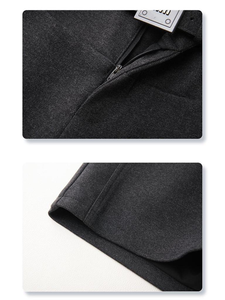 Женские серые шерстяные брюки прямого кроя и А-силуэта шорты-бути - Стройнящие, Коллекция осень/зима 2024