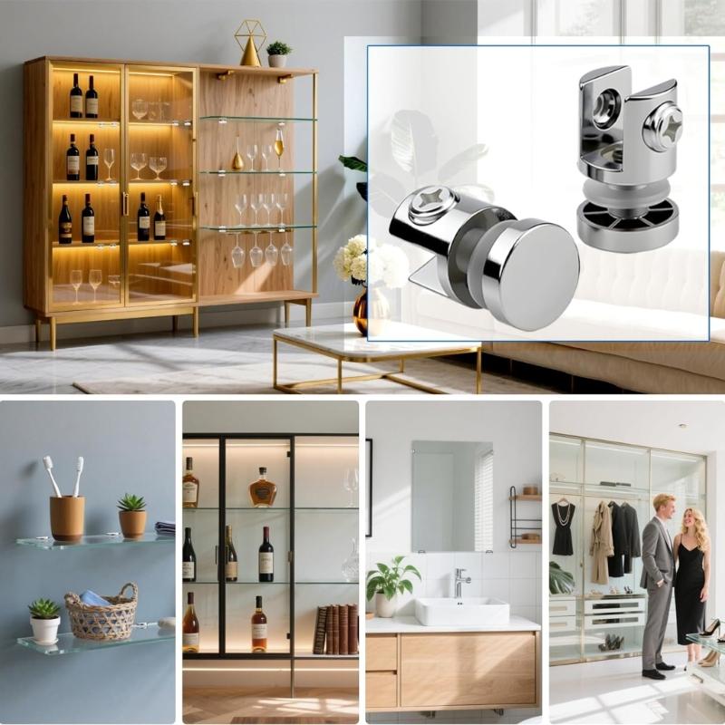 6pcs Not Corrosion Glass Panel Clamps Heavy Duty Supports Panel Mounting Bracket for Office Partitions 5-10mm Thickness