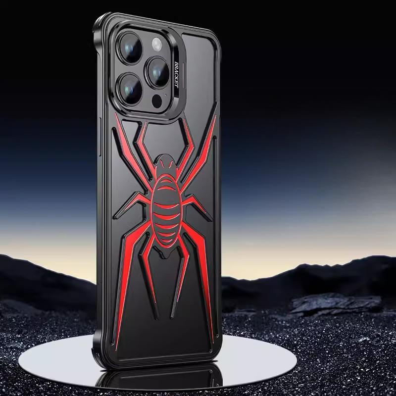 Подходит для iPhone15proMax Металлический чехол для телефона Spider Armor Apple 14 Полый Безрамочный 13 Защитный чехол