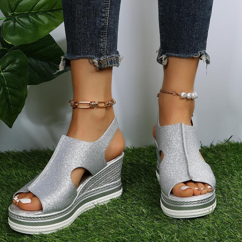 Мода 2024 года, новые летние женские сандалии, модные универсальные женские повседневные босоножки на танкетке с открытым носком, римская платформа, женская обувь