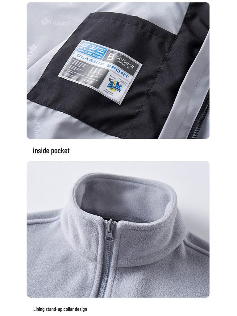 Windproof Waterproof Fleece-Lined Mountain Windbreaker Jacket for Skiing & Hiking