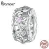 BAMOER стерлингового серебра 925 пробы в стиле рококо подвесная бусина капля воды циркон цветок кулон подвески для женщин DIY браслет и ожерелье