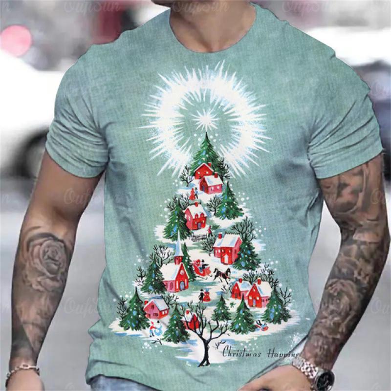 Hot Sell Christmas T-Shirt For Men 3d Snowman Printed Men'S Clothing Street Designer Short Sleeve Tshirts Daily Casual Tops Tees