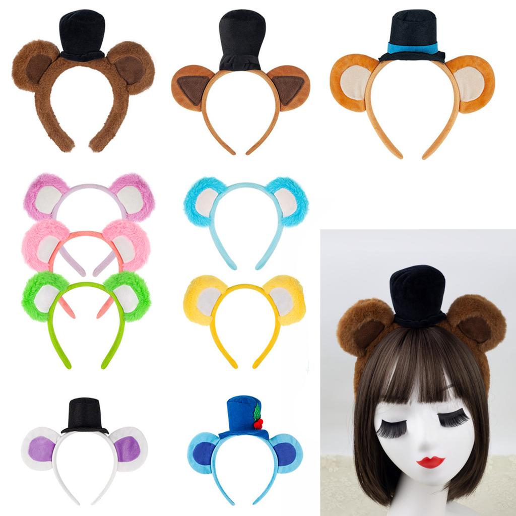 Lovely Plush Bear Ear Headband for Women Girl Birthday Party Gathering Headpiece School Event Accessory Stage Hairhoop