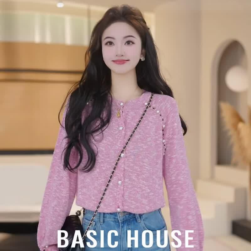 Базовый женский вязаный топ с жемчугом от Basic House
