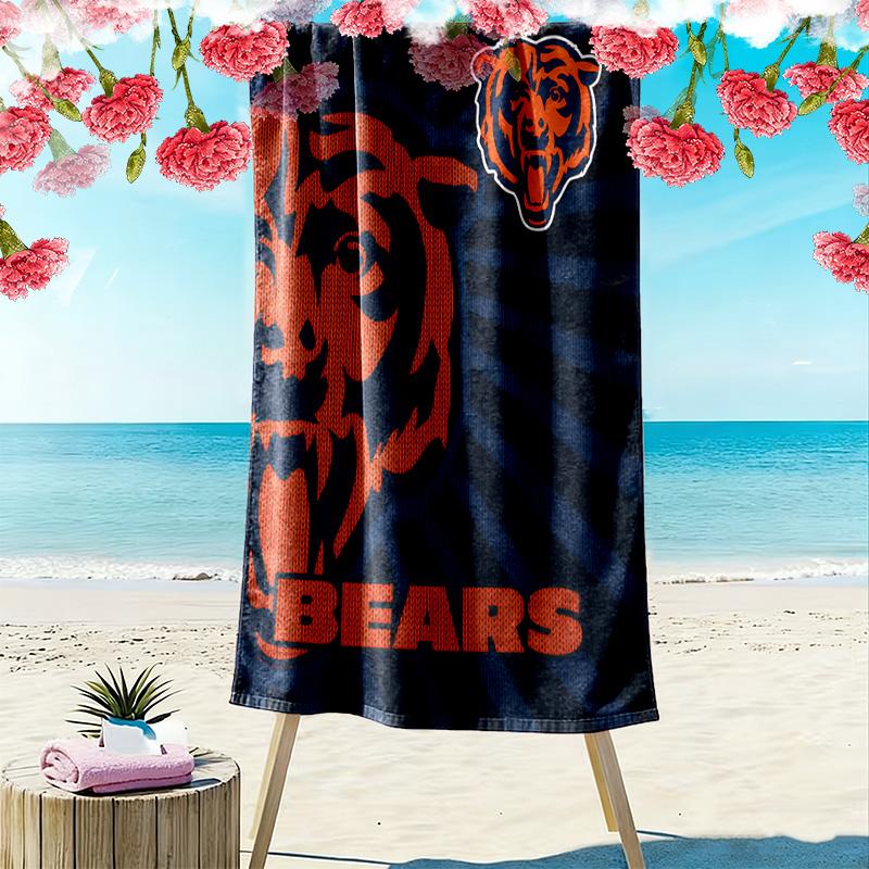 Пляжное полотенце с принтом Chicago Bears, большое, мягкое, быстросохнущее, для пляжа, кемпинга, плавания
