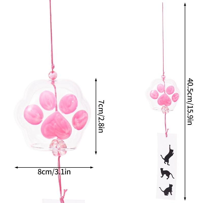 Cat Paw Wind Chimes Japanese Glass Wind Chime Home Garden Hanging Pendant Wall Hanging Decor Diy Gift for Guests Wind Bells