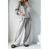 New Autumn and Winter Women's Fashion Casual Set Solid Color Long-sleeved Shirt Long Pants and Round Neck Two-piece Set
