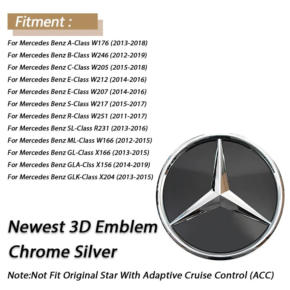pbfvl2 2025 Hot 3D Mirror Front Grille Emblem For Mercedes Benz A/B/C/E/S/R/ML/SL W176 W246 W205 W212 W207 W217 W251 R231 W166 X166 X15