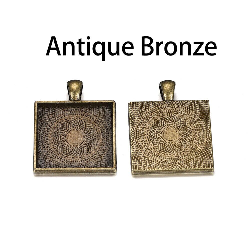 5 шт./лот 25 мм квадратные кабошоны, основы, подвесные рамки, лотки, подходят для стеклянного кабошона 25 мм, изготовление ожерелья своими руками