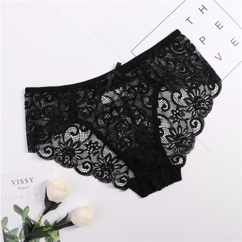 Embroidered Lace Panties Transparent Sexy Low Waist Underwear Ladies Girls Soft Breathable Briefs