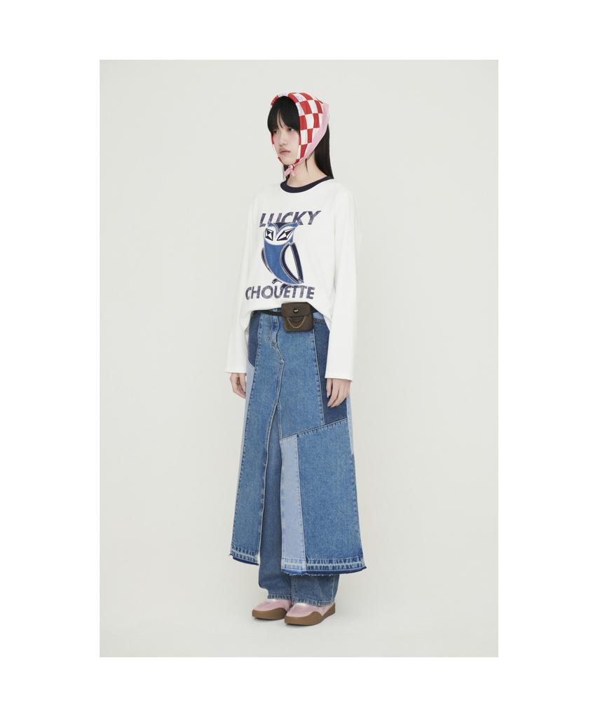 LUCKY CHOUETTE Color Patch Denim Long Skirt (Blue) Lfpds25210Bux