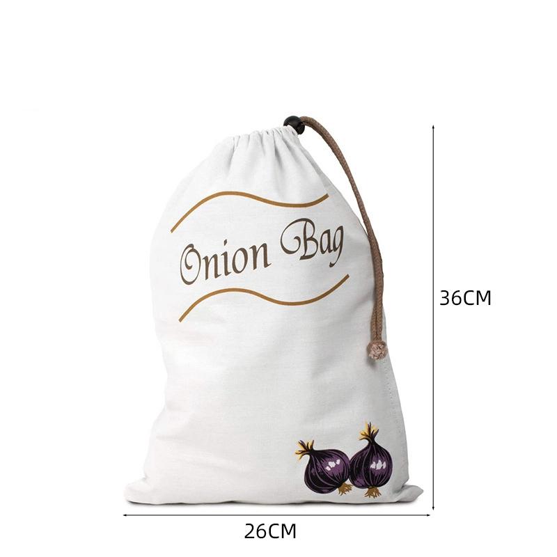 Potato Onion Storage Bag Keep Fresh Vegetable Fruit Organizer Drawstring Canvas Bags Reusable Sacks Holds Keeper Large Capacity