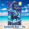 Cat Theme Beach Towel Personalized Custom Name & Text Soft Quick Dry Beach Towel for Swimming Travel