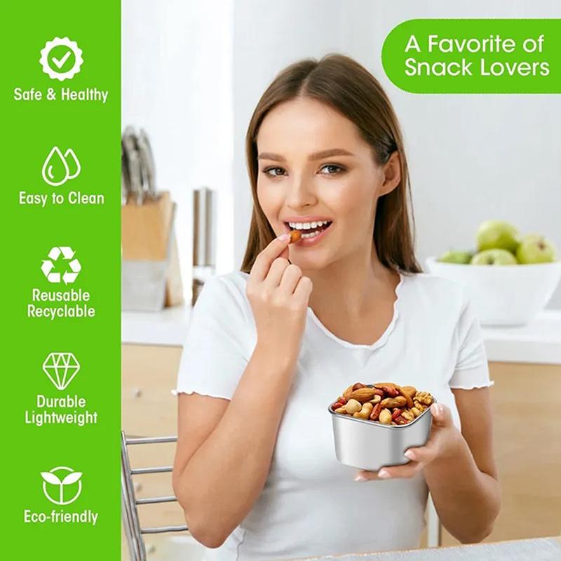 Квадратная нержавеющая стальная чашка для соуса с крышкой, переносная детская ланч-контейнерная коробка, небольшой контейнер для хранения продуктов