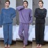Женский пижамный комплект из кораллового флиса с жаккардовым узором - Толстый велюр, Теплая повседневная одежда для дома для пар, Осень/Зима
