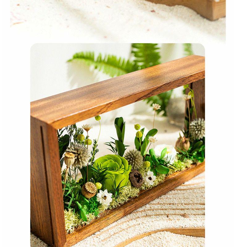 Eternal Flower Solid Wood Frame DIY Kit: Handmade Dried Flower Ornament for Team Building & Gifting