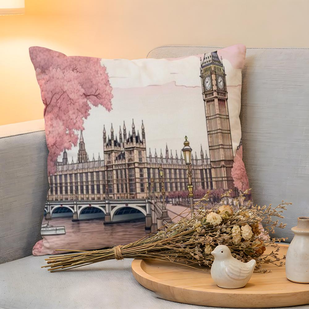 Cushion Cover Linen SkinFriendly Soft Decorative Case For Sofa Home Decor Classic France Eiffel Tower Pillow cover