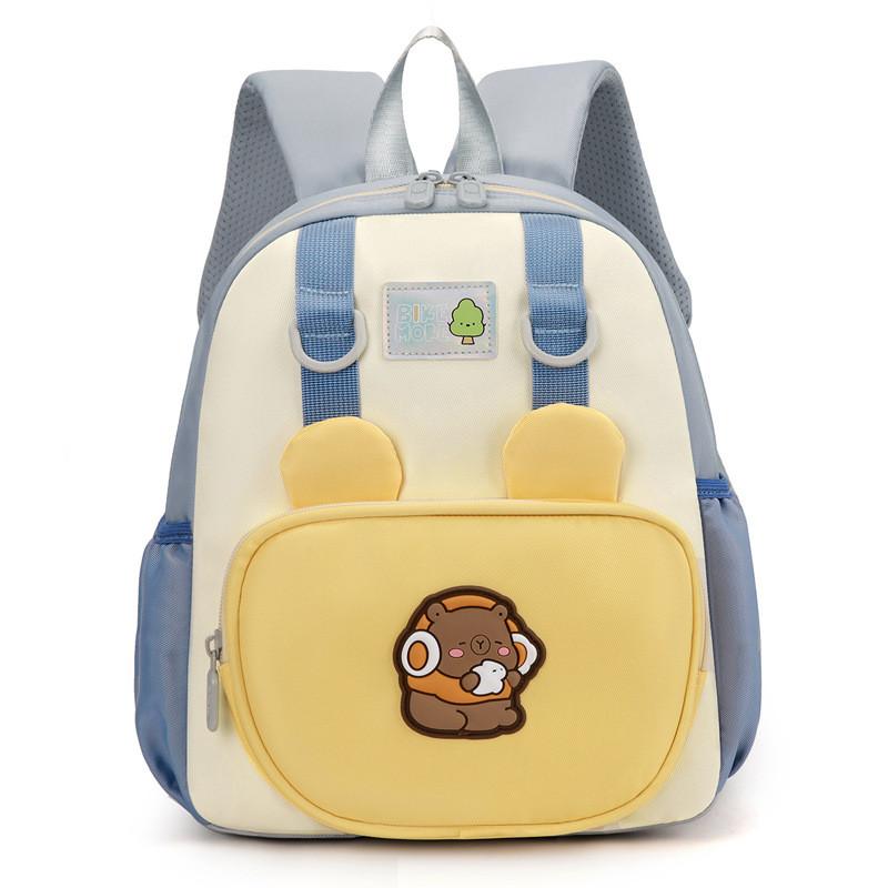 Pattern Capybara Kids Cartoon Backpack With Nylon Material And Color Bright