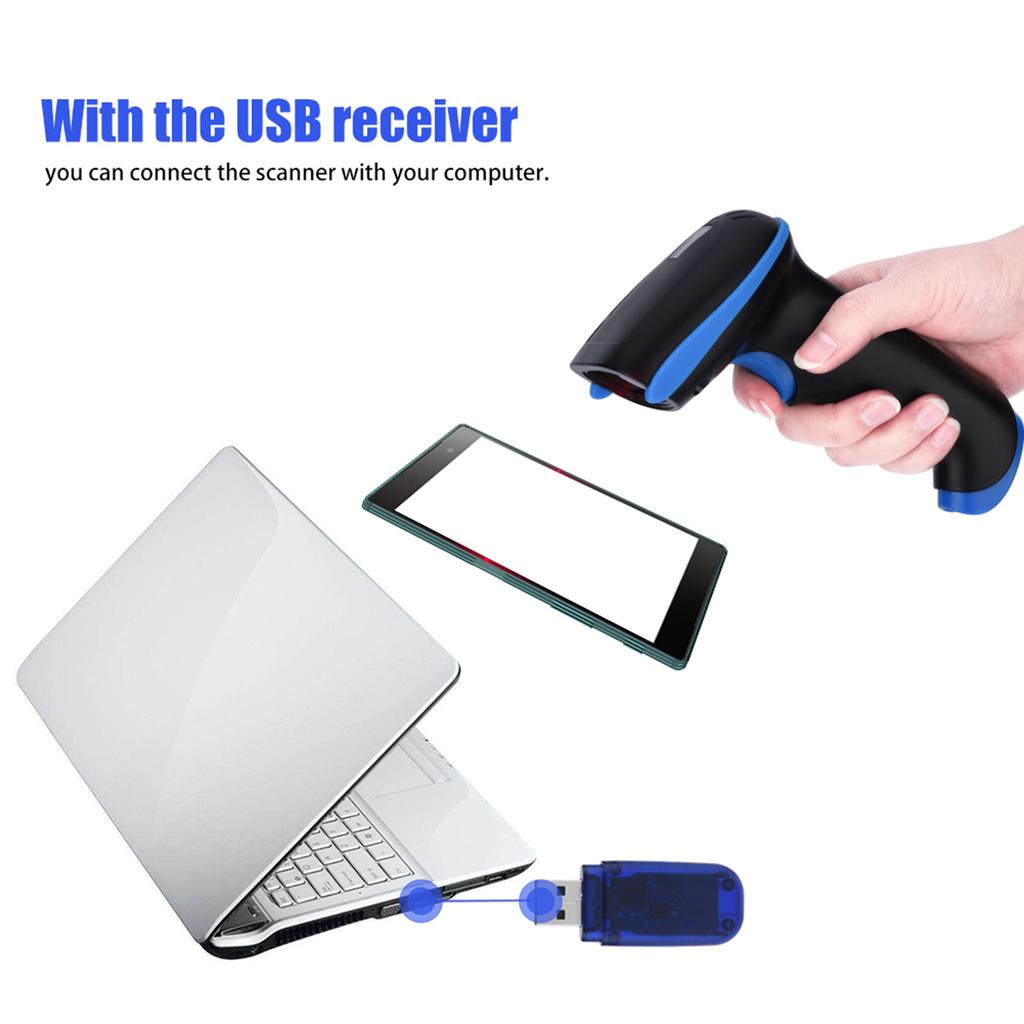 Wireless Bluetooth Barcode Bar Code Scanner Reader for iOS Android Windows Blue