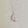 Ожерелье Fantasy Heart Moon для женщин Light Luxury Niche Love Pink Diamond Star Moon Collarbone Chain Design