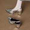 Модные туфли-лодочки с острым носком и пайетками, темпераментные, на высоком каблуке, серебристые, одинарные, женские, лето 2025, босоножки с закрытым носком