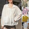 Women Sunscreen Clothing Hooded Drawstring Long Sleeve Summer Coat with Pocket Decoration Sun Protection Clothing