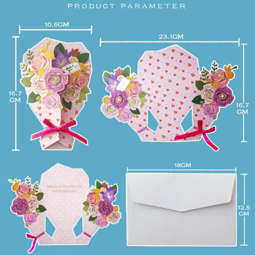 3D Поздравительная открытка ко Дню матери Всплывающая Складная Открытка для сообщения Новая Открытка-букет с благословением