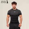 Фитнес Мужская Беговая Быстросохнущая Дышащая Облегающая Футболка с Коротким Рукавом Мужская Мышечная Акула