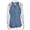 Женская джинсовая майка без рукавов с лямкой на шее, повседневная джинсовая бретелька с круглым вырезом