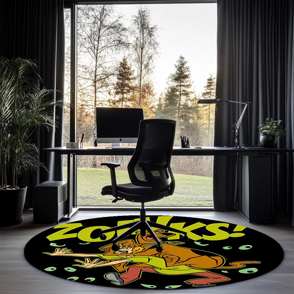 Scooby-Doo Printed Round Rug Carpet Chair Rug Area Rug Entryway Doormats,for Office Chair Living Room Bedroom Kitchen Room.