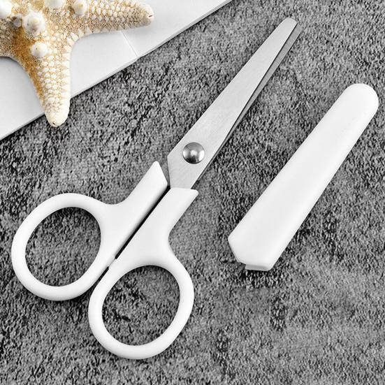 Kids Scissors with Cover, Safety Protection Design Sharp Scissors, Comfortable Grip Safety Scissors for School Office Home Craft Tools