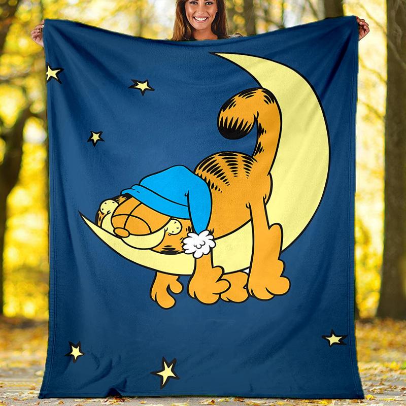 Cute Garfield printed throw blanket—lightweight,soft,warm;versatile blanket for all seasons—perfect as &air-conditioning throw,nap blanket